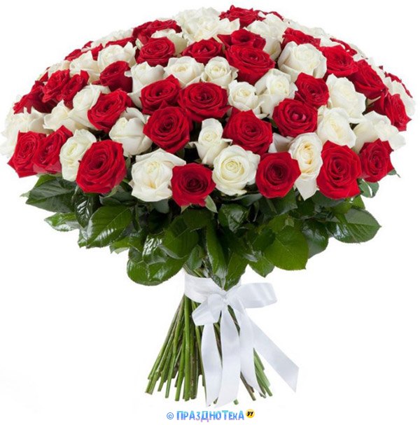 Букет с белыми и красными розами