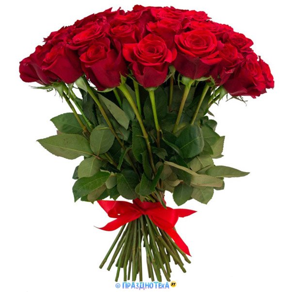 Букет красных роз, перевязанный ленточкой